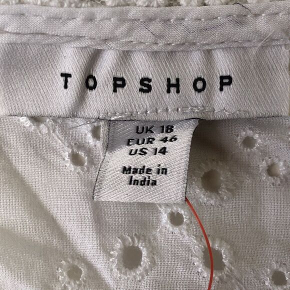 TopShop Women’s Cropped Eyelet Top Size 14 NWT 06052025 - Picture 3 of 12
